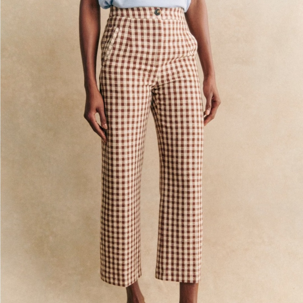 Brown Checkered Women's Pants